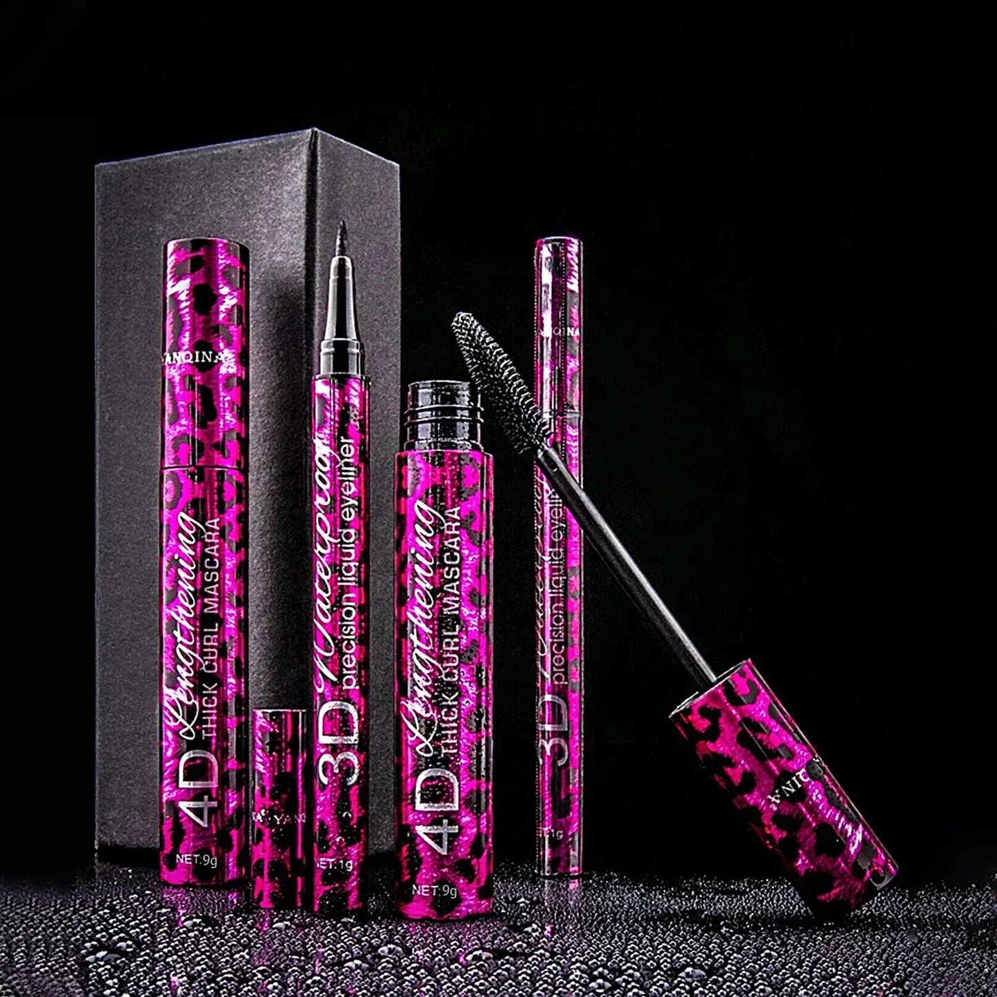 YANQINA 4D Waterproof Eyeliner Mascara & Eyebrow Pencil Set