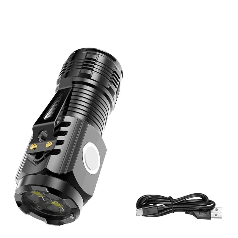 Mini LED Flashlight Type-C Rechargeable | 5 Modes & Pen Clip