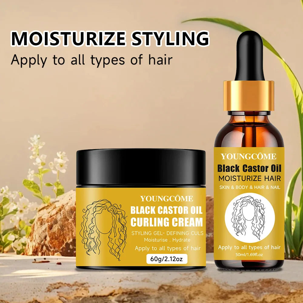 Jamaican Black Castor Oil & Curling Cream Duo | Hair Growth