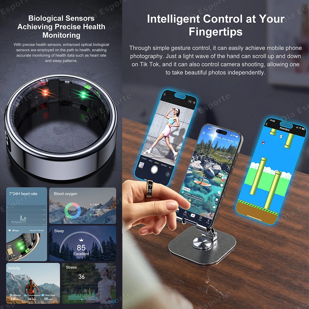 Ola Esporte R11C Smart Ring with Display | Health Tracker