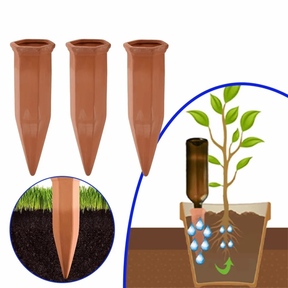 4-Pack Terracotta Self-Watering Spikes | Plant Drip Irrigation