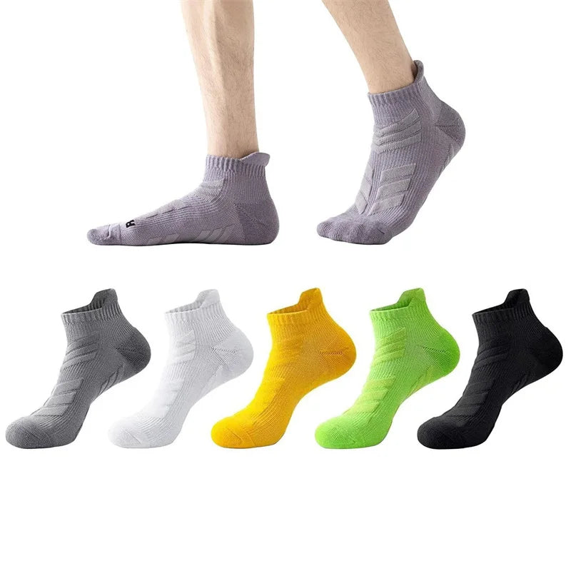 5 Pairs Men's Outdoor Ankle Socks, Shock-Absorbing And Anti Slip Sports Socks, Sweat Absorbing And Breathable Towel Bottom Socks Peaceful Pleasures Health and Wellness