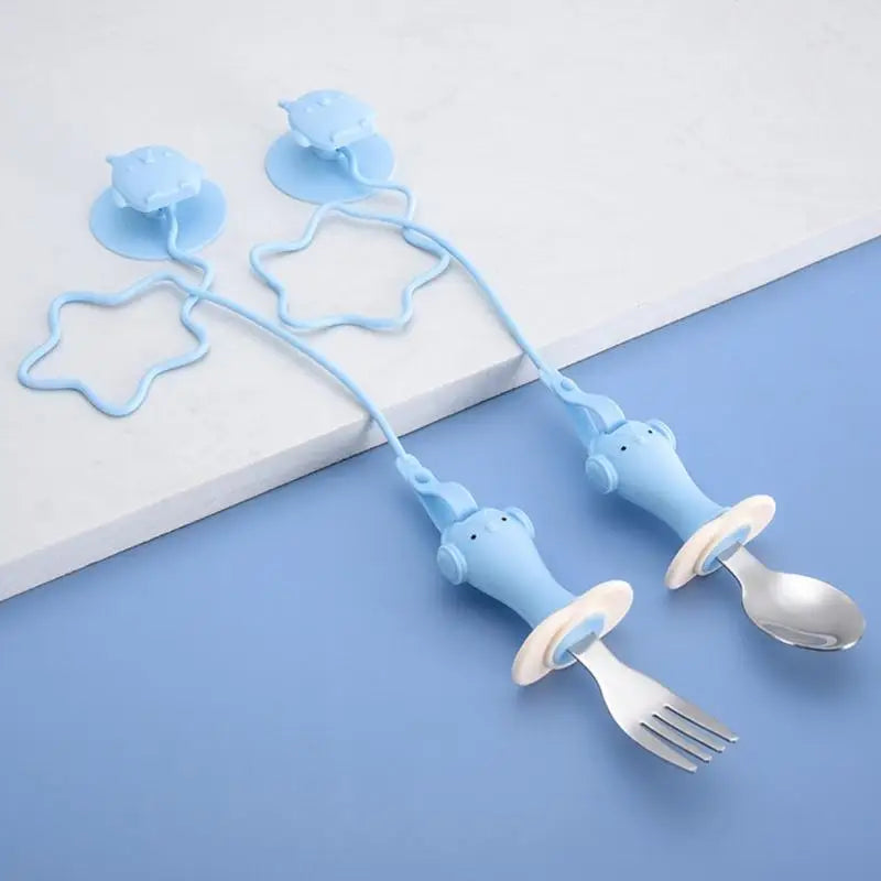 Infant Training Spoon & Fork Set | BPA-Free Silicone Suction