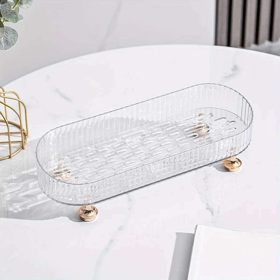 Acrylic Bathroom Vanity Tray – Makeup & Skincare Organizer for Dresser & Countertop