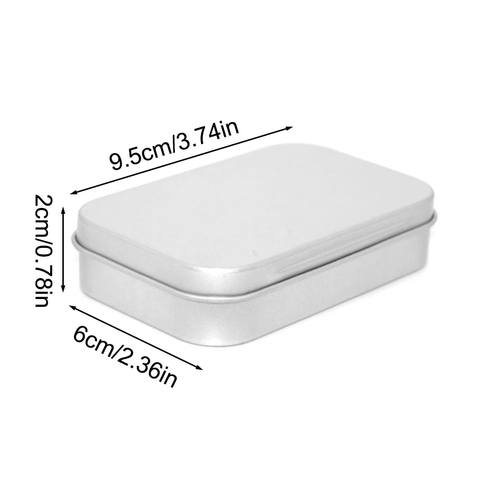 Metal Rectangular Empty Mini Tin Box Tinplate Push Candy Pill Cases Bins Jar Hinged Containers Small Organizer Storage Box Peaceful Pleasures Health and Wellness