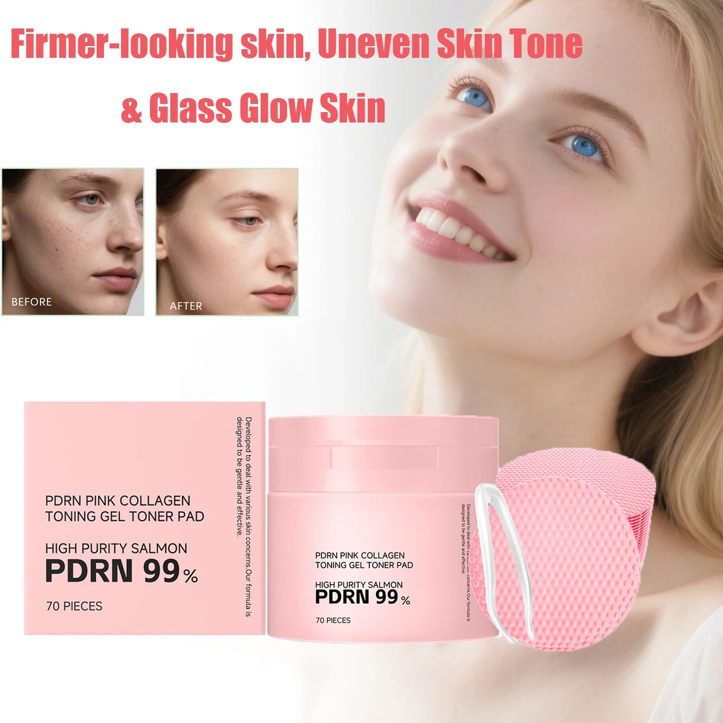 PDRN Pink Collagen Toner Pads – Brighten, Firm & Hydrate Skin