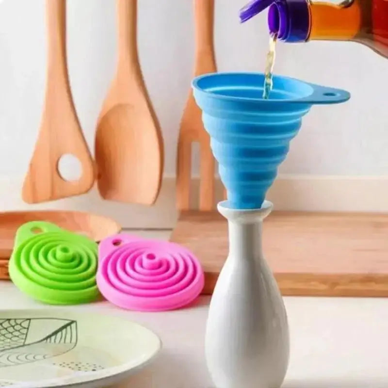 Collapsible Silicone Funnel Portable Telescopic Folding Funnels