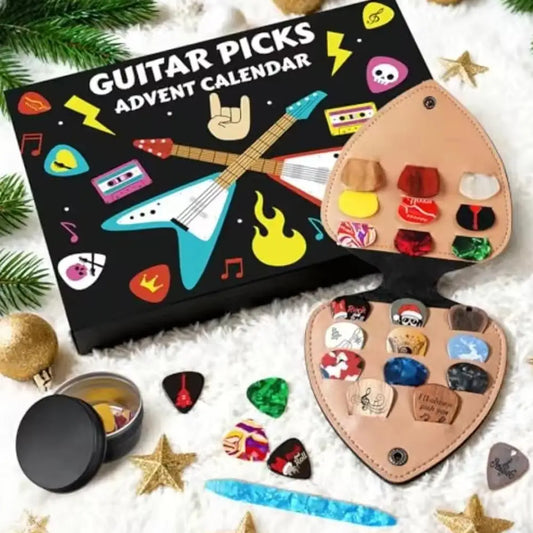 Guitar Picks Advent Countdown Calendar – 20 Picks + Holder Guitar Pick Gift Set Peaceful Pleasures Health and Wellness