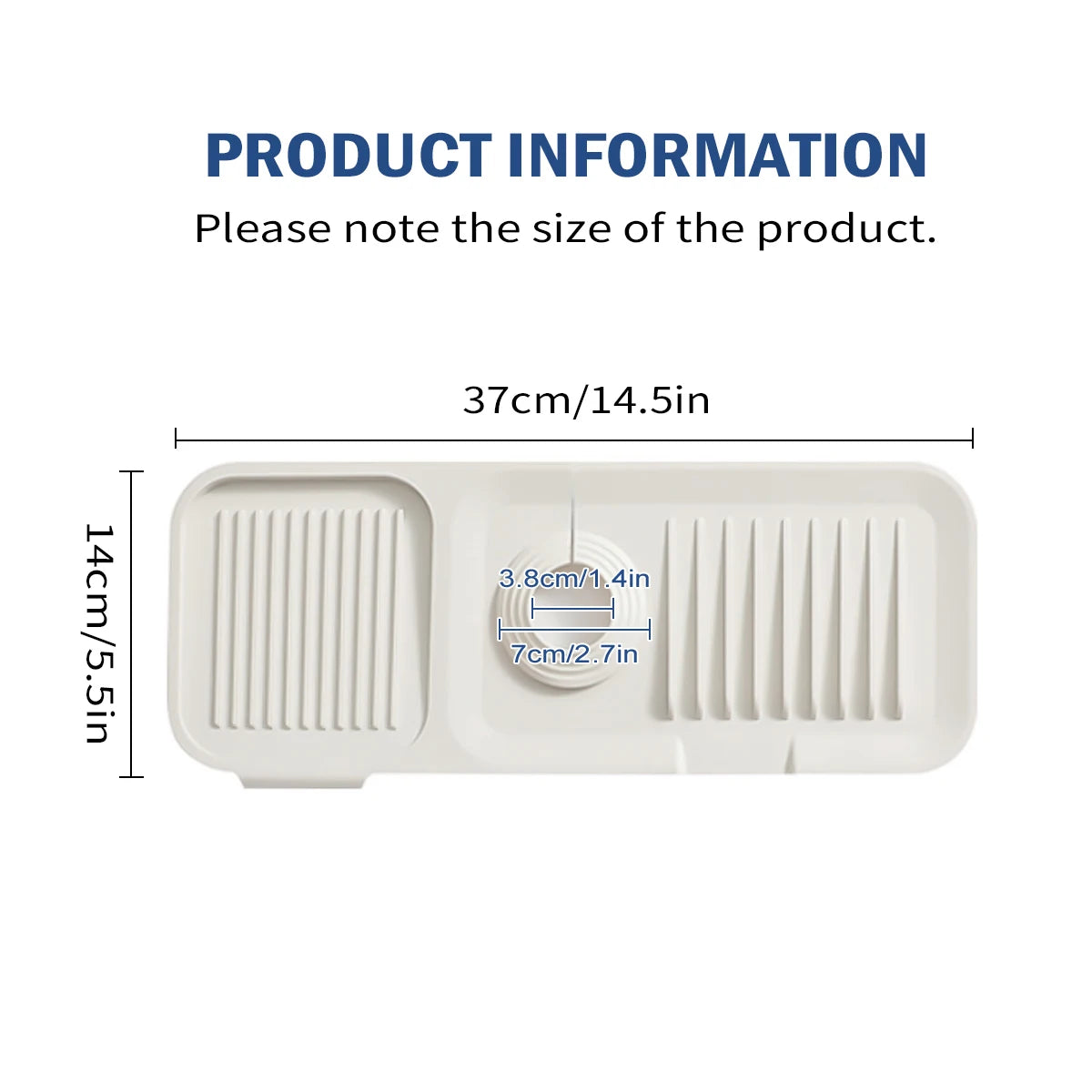 14.5/18x5.5 Inch Sink Splash Guard Faucet Handle Drip Catcher Tray Longer Silicone Mat Dish Soap Sponge Holder Bathroom Kitchen Peaceful Pleasures Health and Wellness 2311031046G