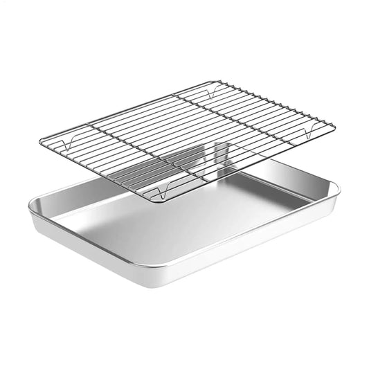 Non-Stick Stainless Steel Baking Sheet Pan & Cooling Rack Set Baking Sheet Set Peaceful Pleasures Health and Wellness