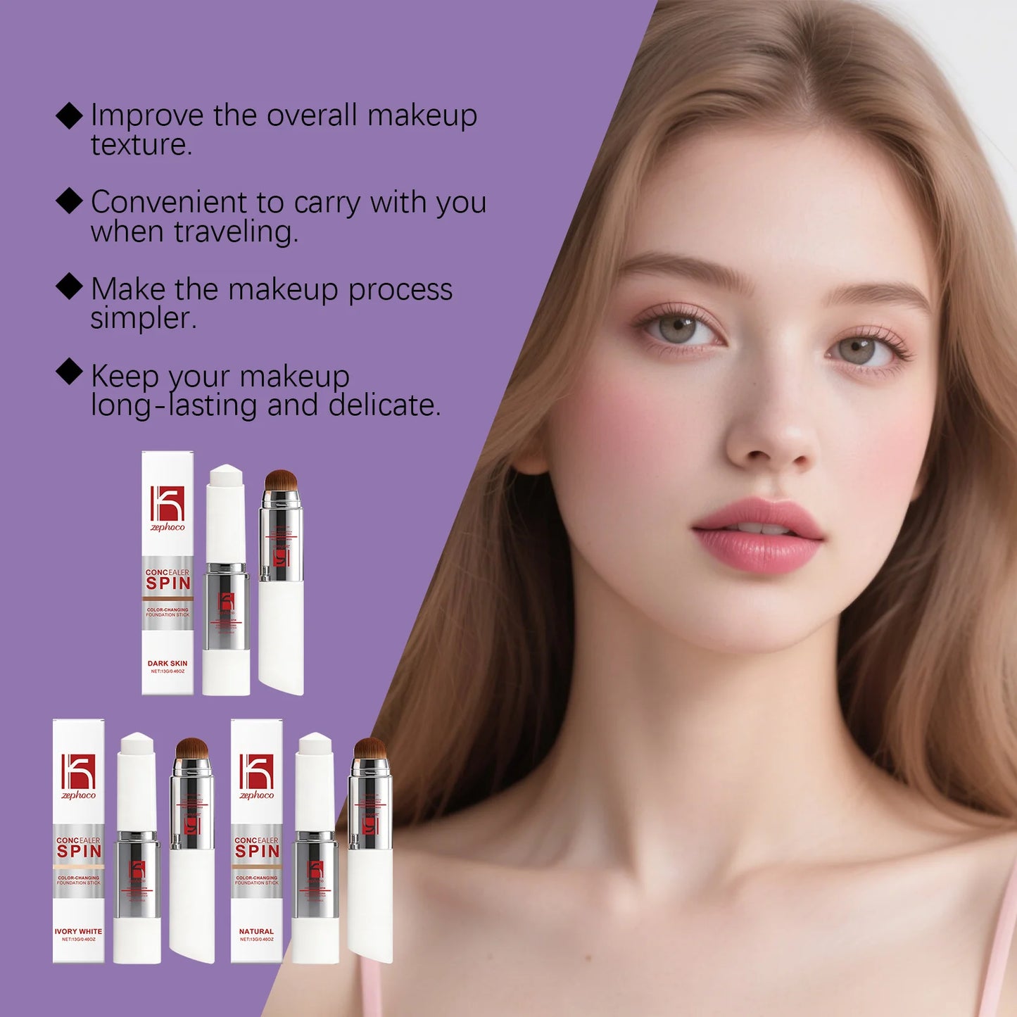 Color-Changing Foundation Stick Hydrating Full Coverage Matte Finish Brightening Pore Minimizing High Coverage Foundation Cream Peaceful Pleasures Health and Wellness