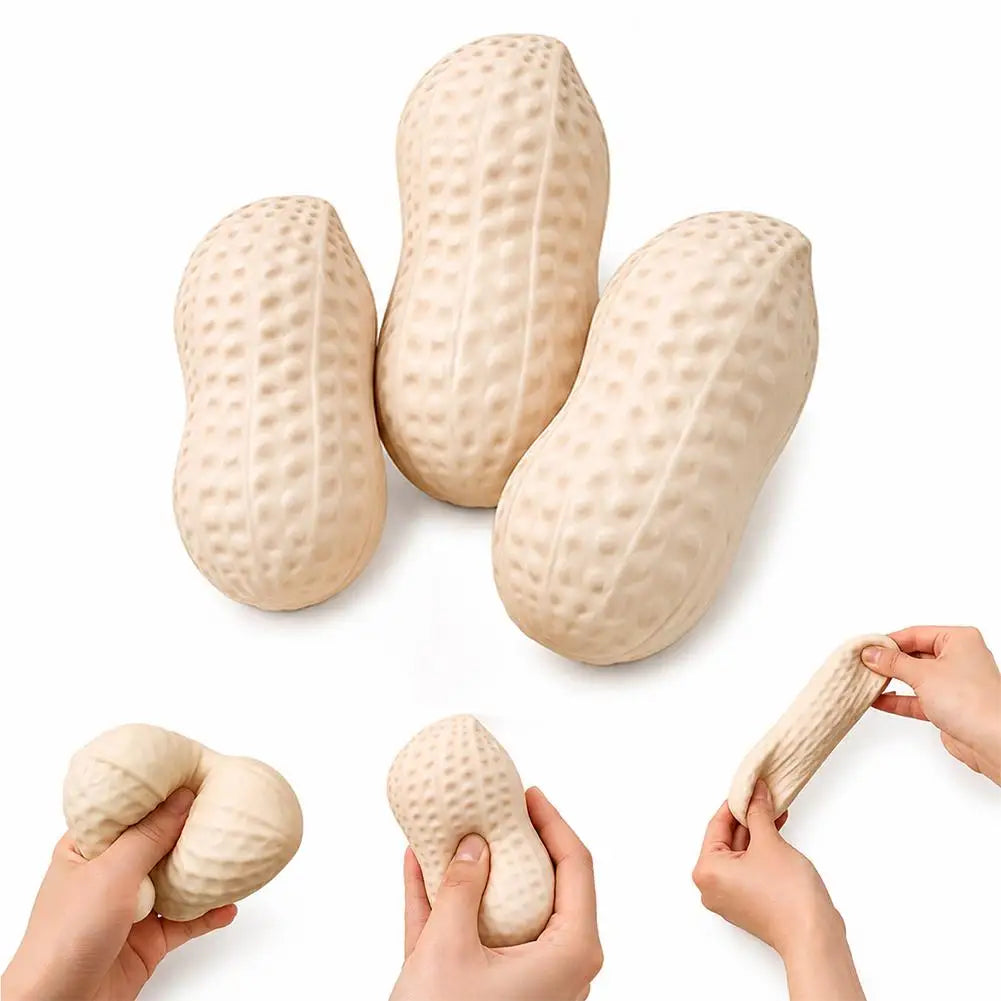 Peanut Squishy Squeeze Fidget Toy – 3-Pack TPR Sensory Set