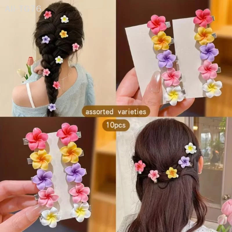 10-Pack Hawaii Mini Flower Hair Clips & Hairpins | Multicolor