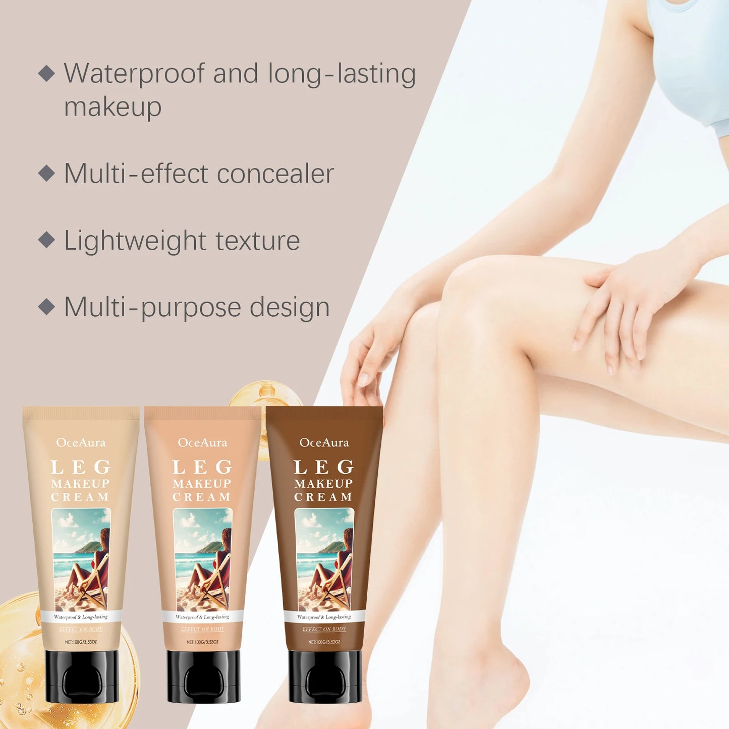 OceAura Body Tanning Cream 3 Shades – Concealer & Bronzer 100g
