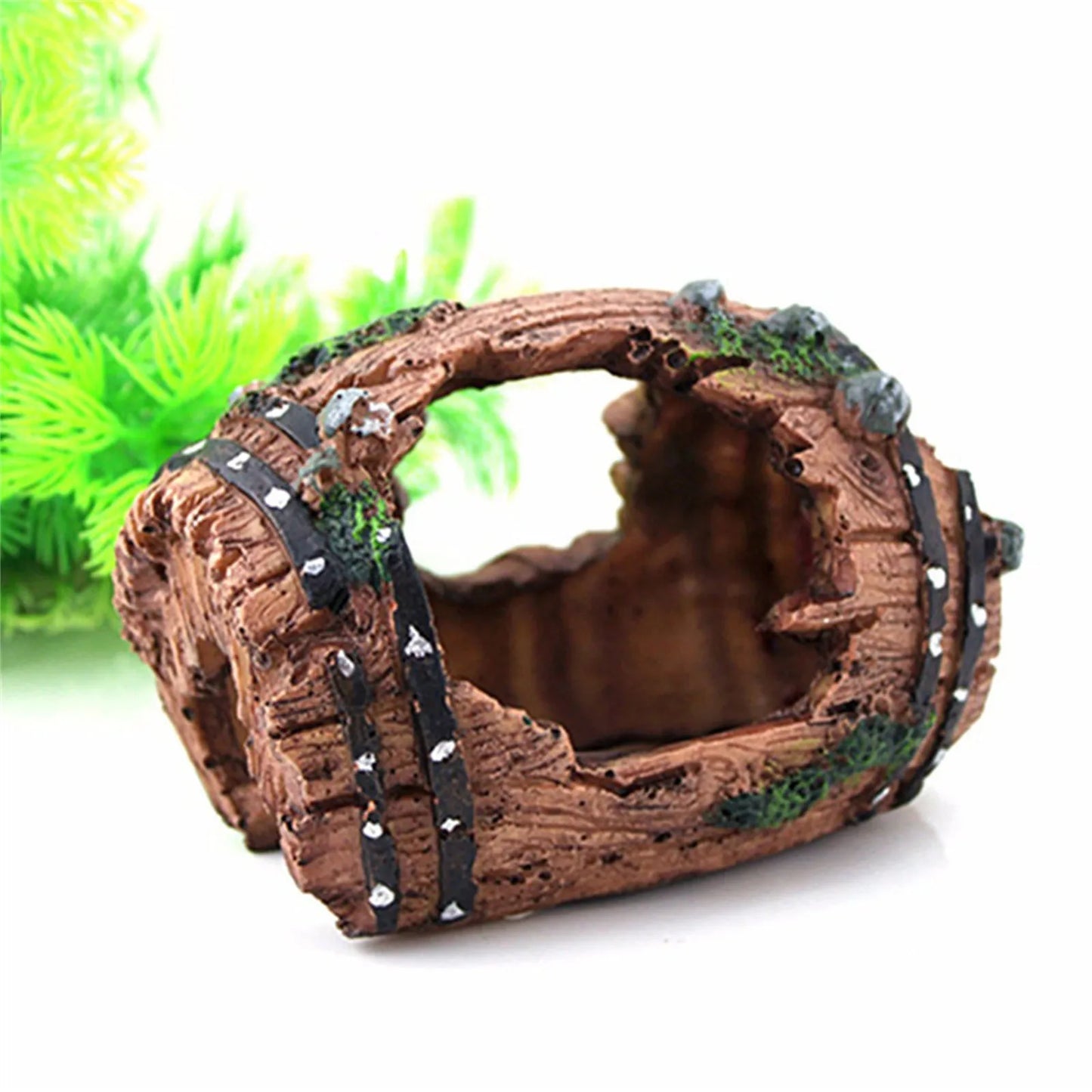Aquarium Barrel Cave Resin Ornament | Fish Tank Decoration