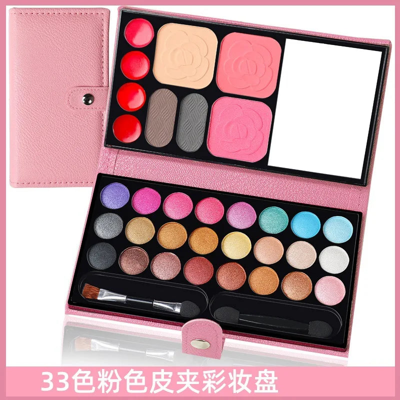 33-Color Eyeshadow Blush Makeup Kit with Mirror | Beginner Set