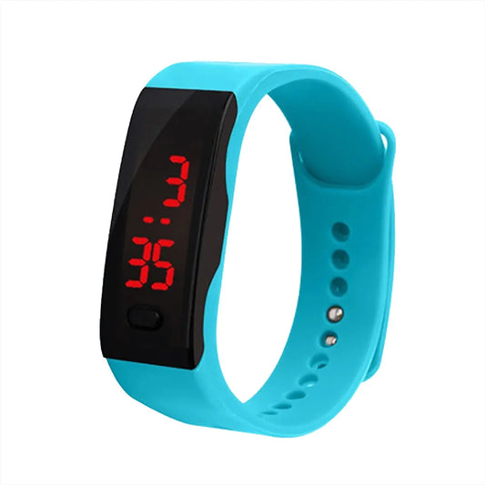 Led Digital Display Bracelet Student Electronic Watch Children'S Outdoor Sports Watch Silicone Watch Children'S Gift Relojes Peaceful Pleasures Health and Wellness Sky blue