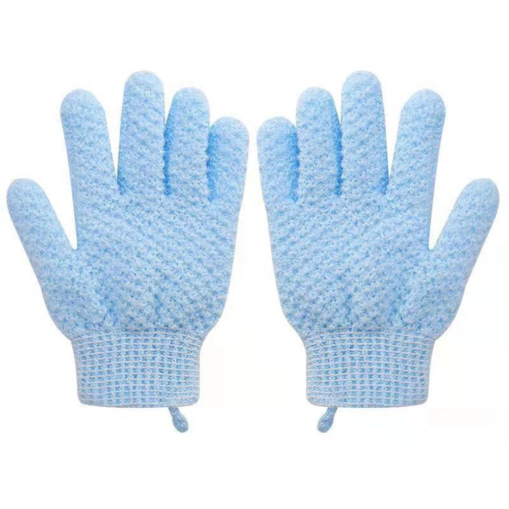 2PCS Exfoliating Bath Gloves Set for Shower Deep Cleaning Body Scrubbing Gloves for Women And Men Peaceful Pleasures Health and Wellness Blue In two packs