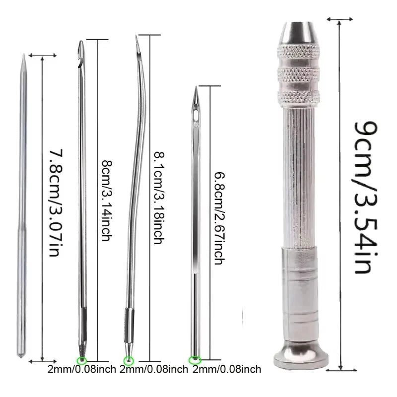 Leather Sewing Awl Set – 4-Needle DIY Leathercraft Repair Kit