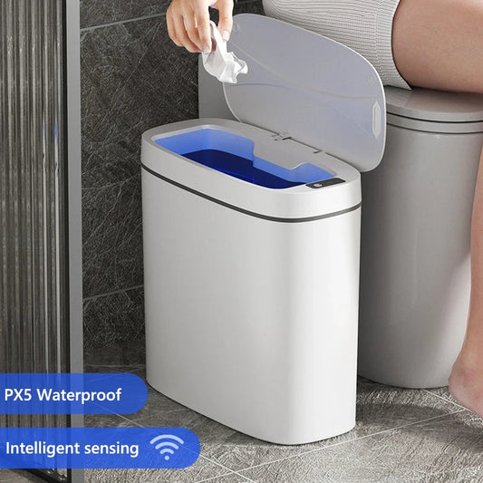 14L Smart Sensor Trash Can with Lid for Kitchen Toilet Bathroom Bins Waterproof Automatic Trash Can Quiet Touchless Wastebasket Peaceful Pleasures Health and Wellness