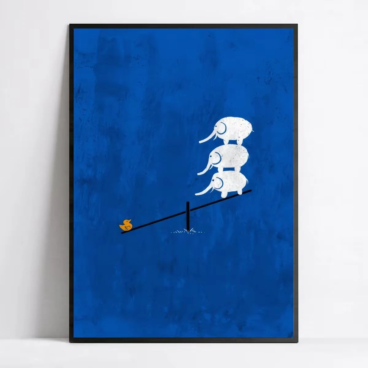 Modern Cartoon Blue Elephant Canvas Wall Art Print | Home Decor