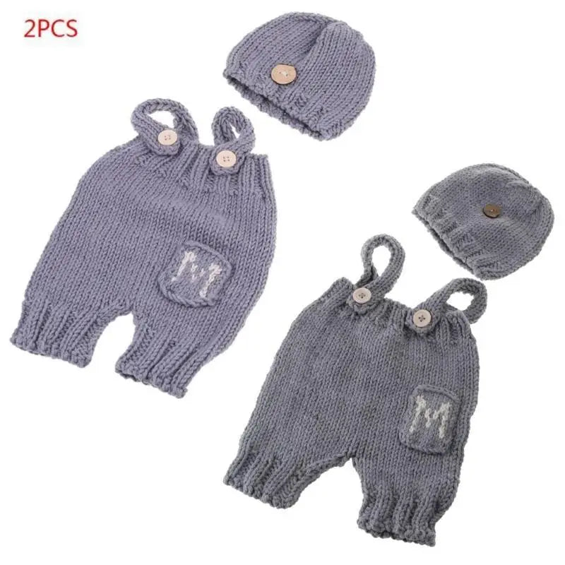 Newborn Photography Prop Baby Pants & Hat Set | 0–3 Months