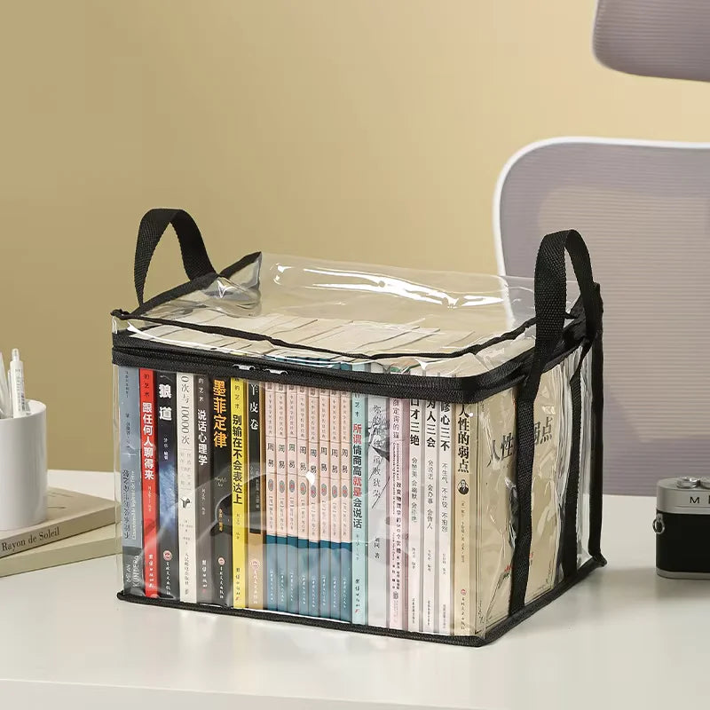 Foldable Book Box Student Dormitory Classroom Organizer Transparent