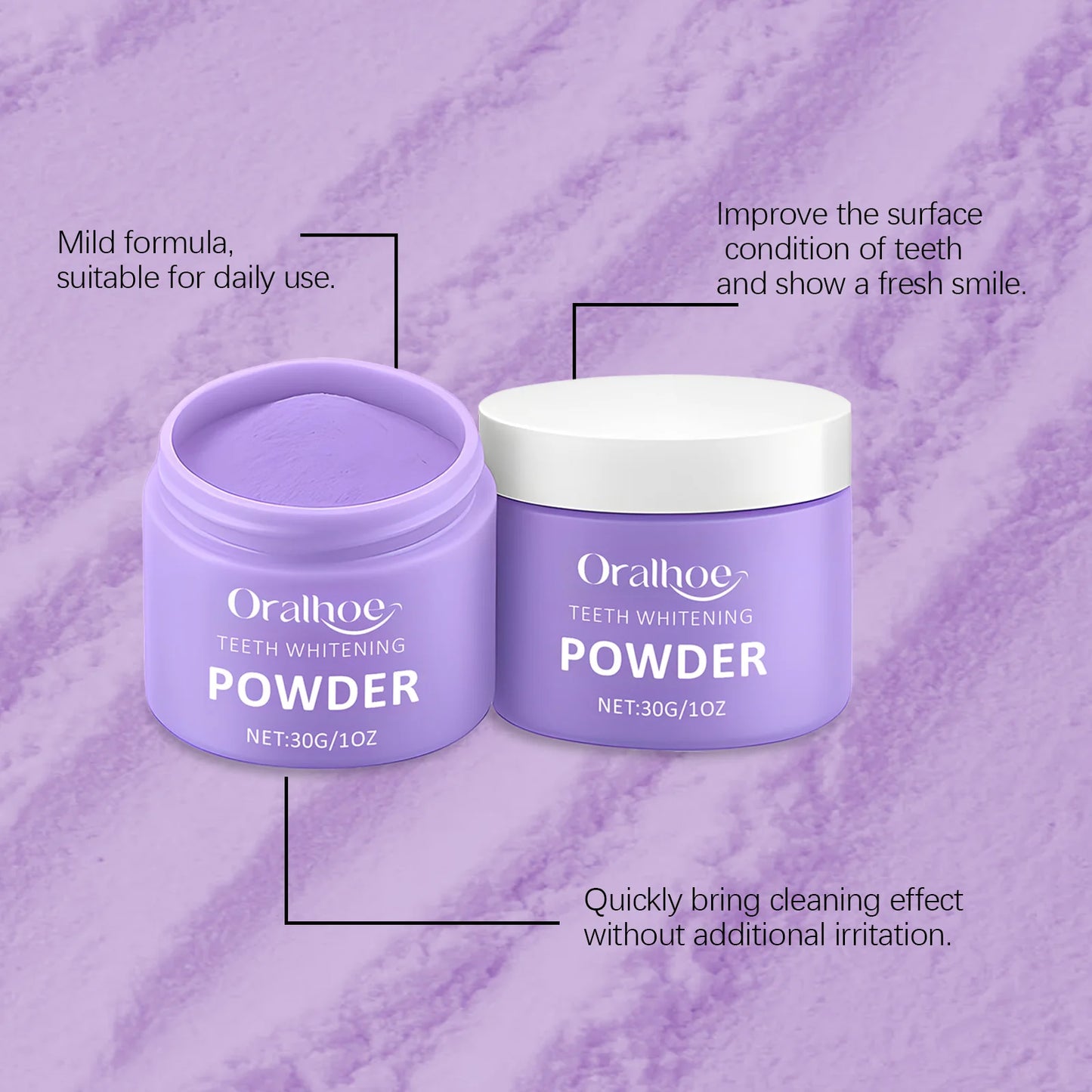 Oralhoe Purple Tooth Powder | Whitening, Stain & Odor Removal