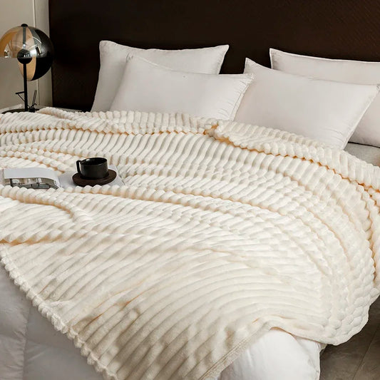 Striped Fleece Throw Blanket – Soft Shaggy Couch & Bed Blanket Fleece Throw Blanket Peaceful Pleasures Health and Wellness