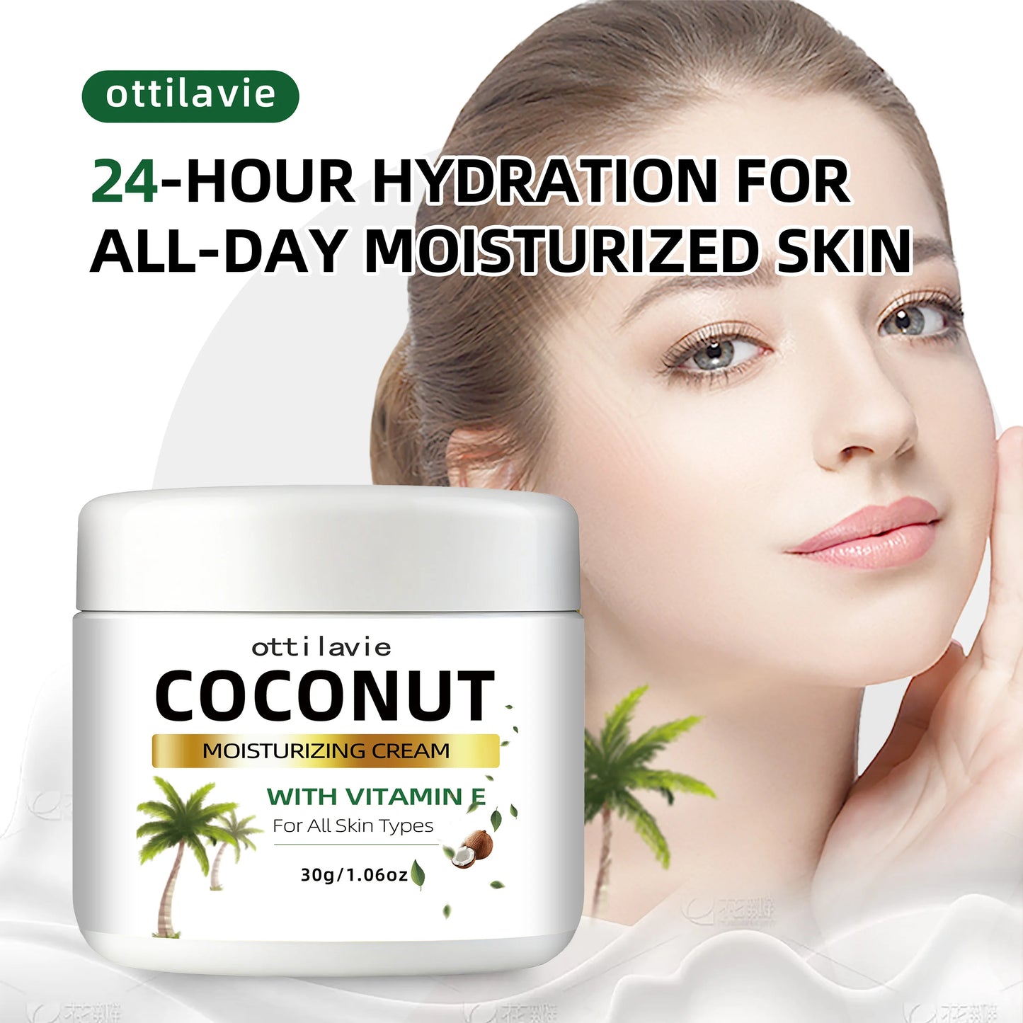 24-Hour Hydrating Coconut Cream with Vitamin E + Collagen | Hypoallergenic & All Skin Types | Nourishing Coconut Extract Peaceful Pleasures Health and Wellness