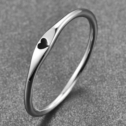 925 Sterling Silver Carved Heart Stackable Ring – Sizes 6–10 Sterling Silver Ring Oasis Select