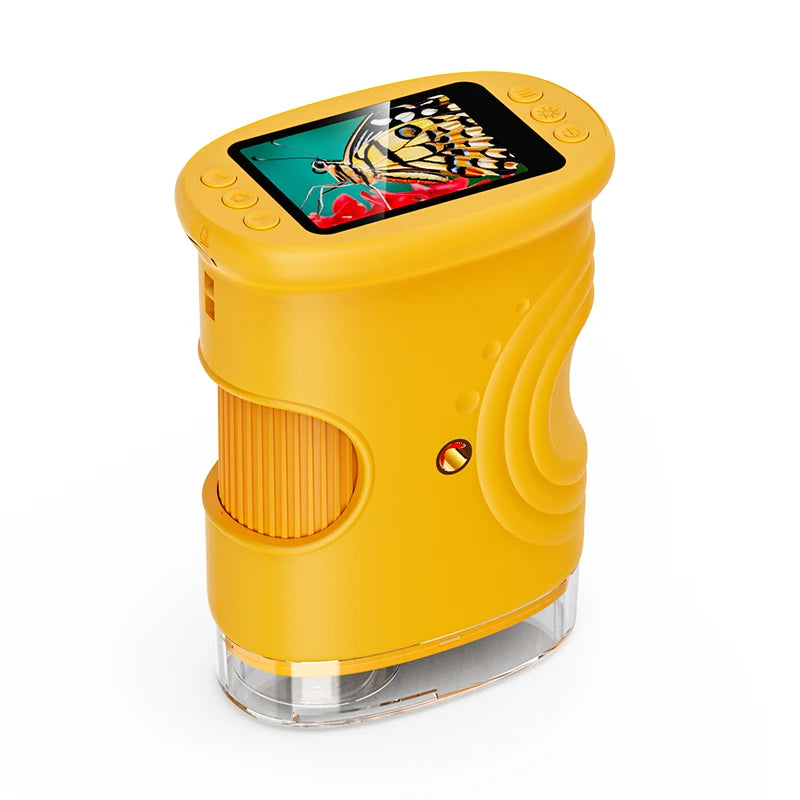 1000X Pocket Microscope for Kids with 4K 2.0" Screen Digital Handheld Rechargeable Portable Science Toy STEM Educational Gift Peaceful Pleasures Health and Wellness Yellow