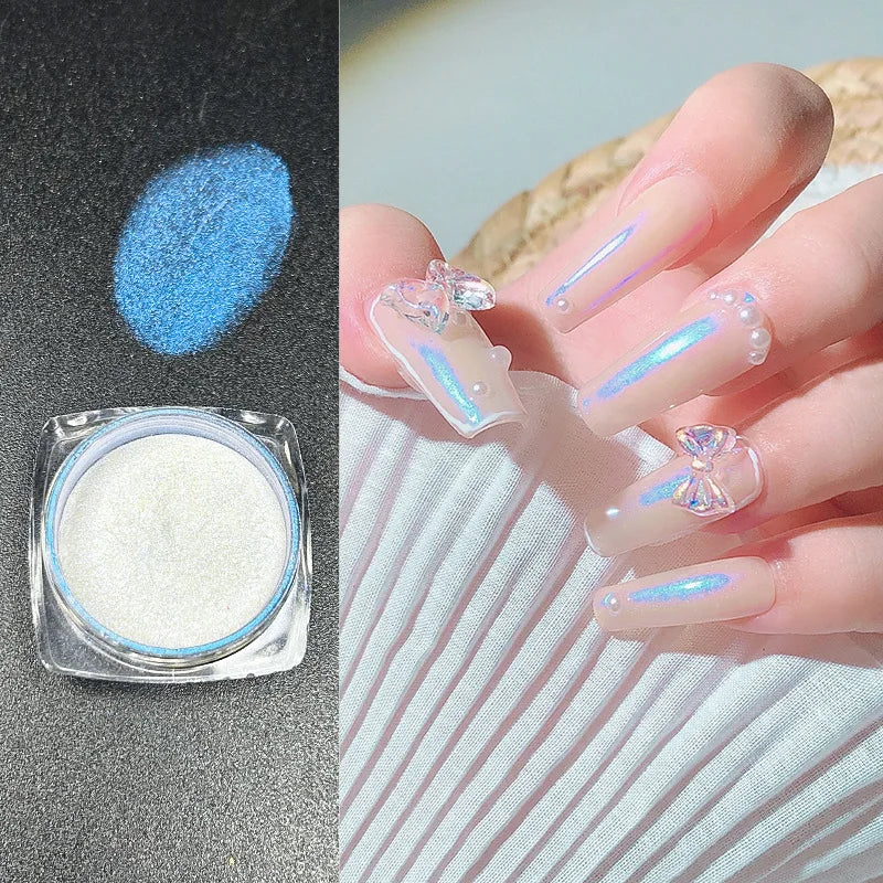Icy Aurora Holographic Nail Glitter Powder | Polarizing Shine 1g