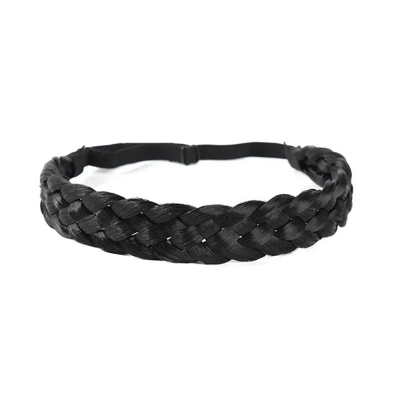 3pcs Elastic Hair Bands For Women and Girls, 3.5cm Wide Synthetic Wig, Stretch Bohemian Plait Braids Headbands, Hair Accessories Peaceful Pleasures Health and Wellness Black