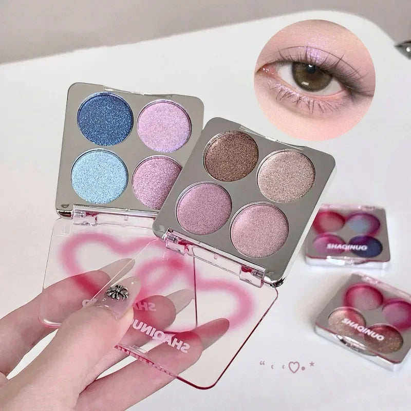 4-Shade Galaxy Glitter Matte Eyeshadow Highlighter Palette