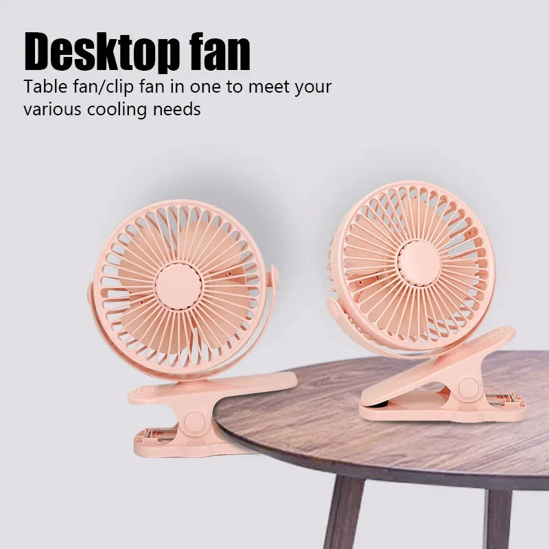 Portable USB Clip-On Mini Desk Fan | 3-Speed Quiet Cooling