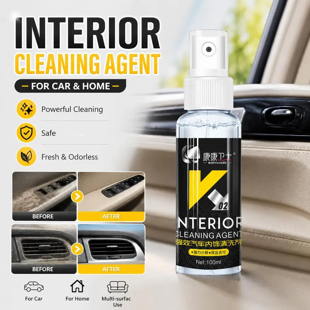 Car Interior Cleaner Agent Ceiling Cleaner Leather Flannel Woven Fabric Water Free Multipurpose Auto Dash Cleaning Tool Peaceful Pleasures Health and Wellness