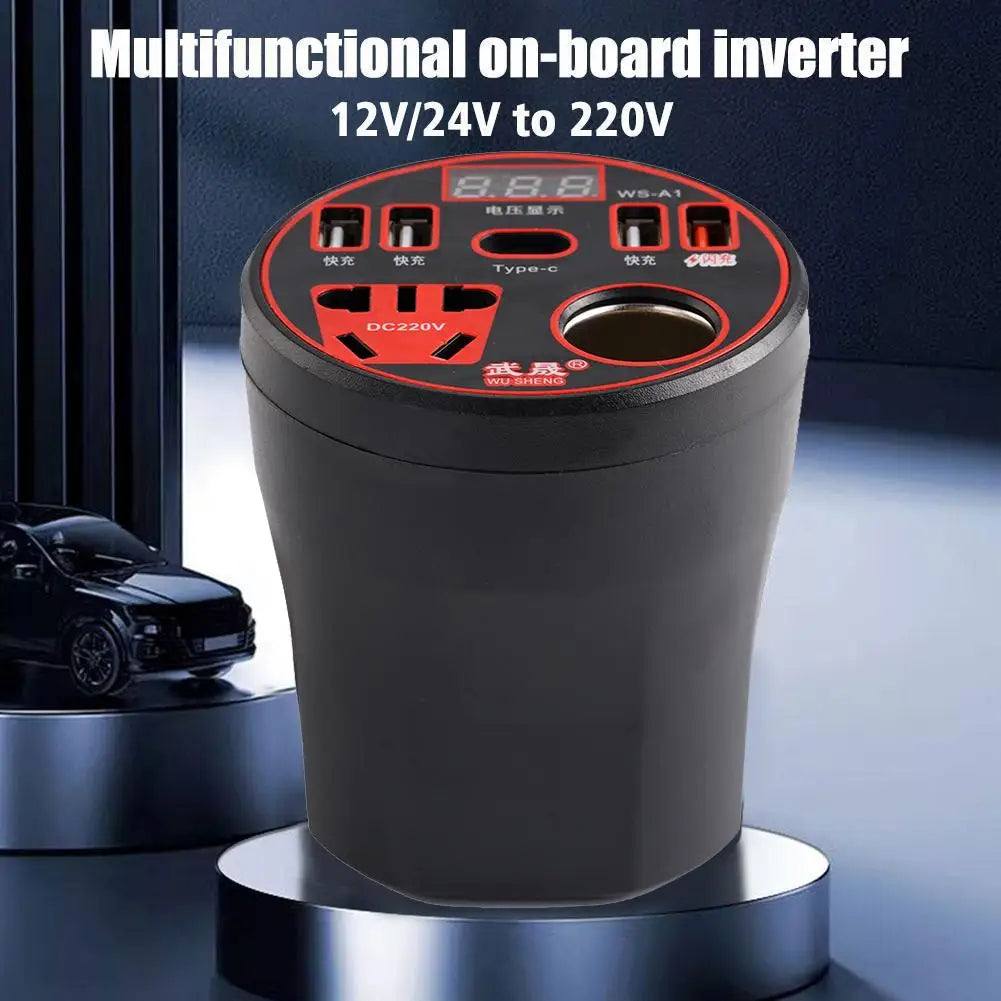 200W Car Power Inverter 12V/24V to 220V | LED Display & USB