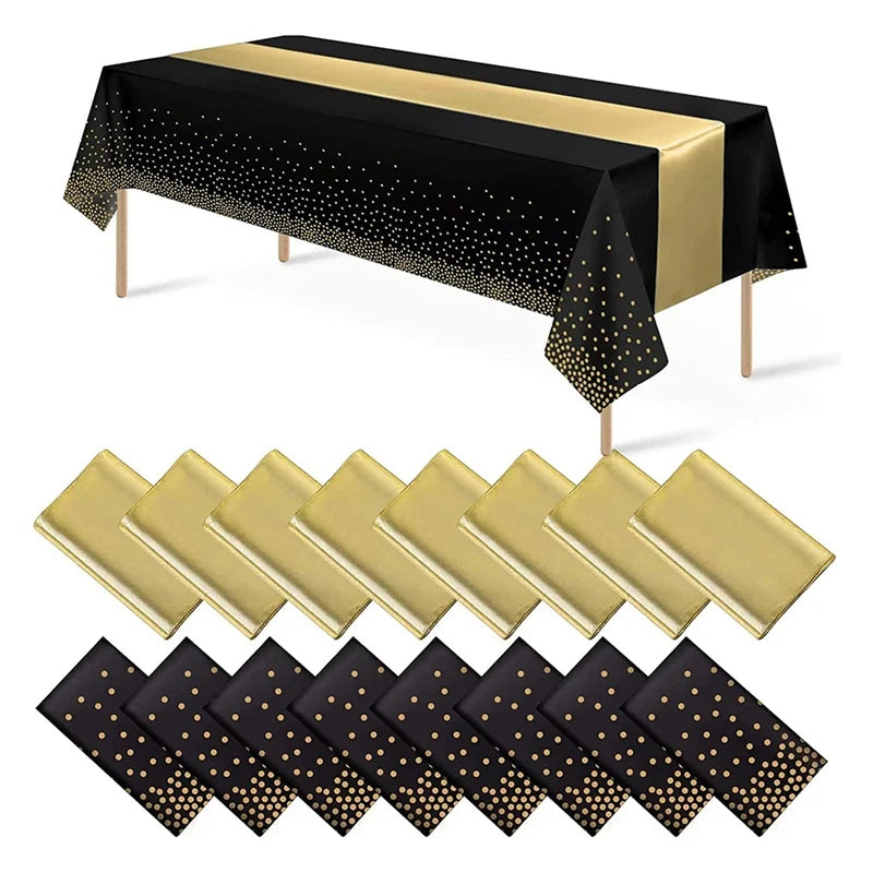 Polka Dot Tablecloth & Satin Table Runner Set for Parties