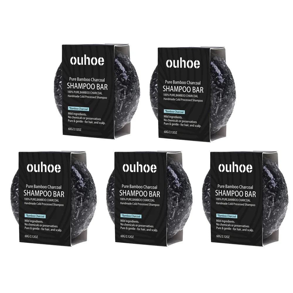 Bamboo Charcoal Shampoo Soap Deep Clean The Scalp Create Dark And Thick Hair Improve Dryness Hair Nourish Charcoal Shampoo Soap Peaceful Pleasures Health and Wellness 5pcs