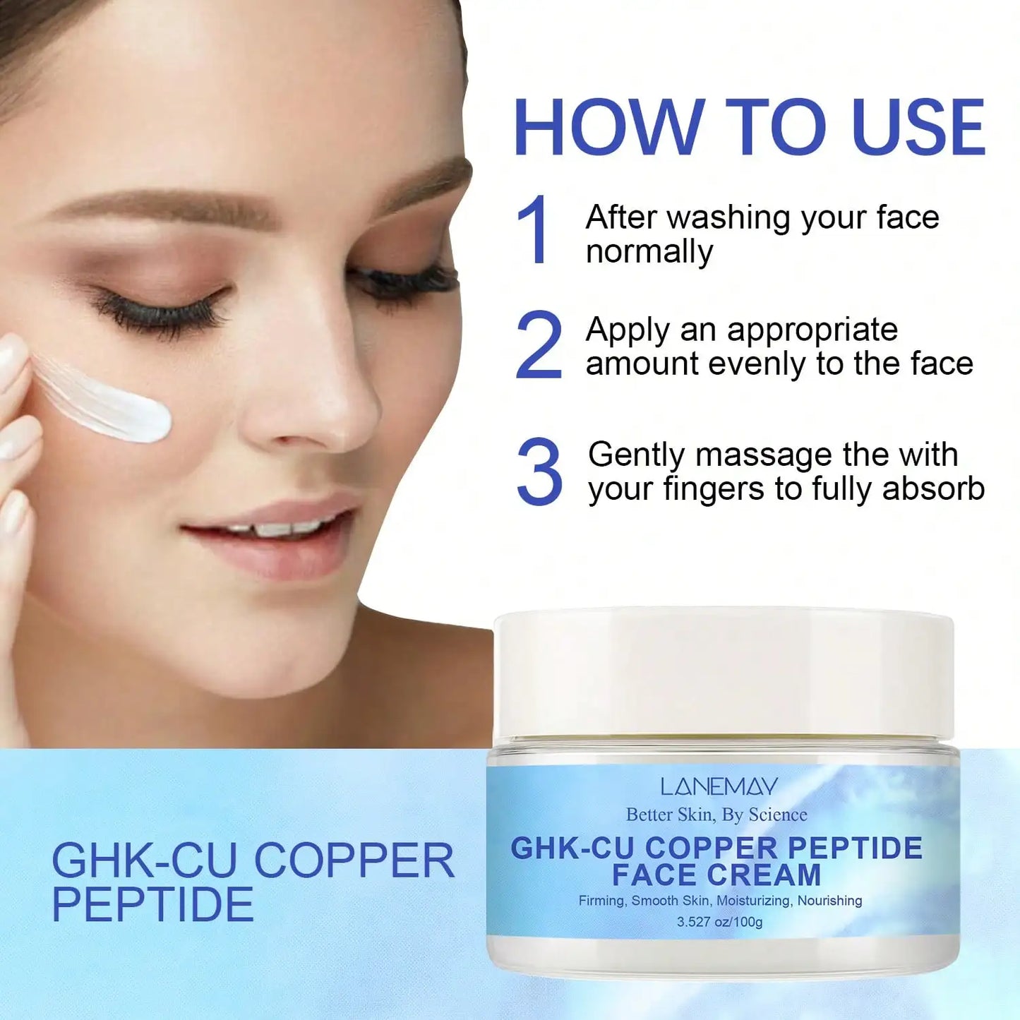 GHK-Cu Copper Peptide Cream | 72H Hydration & Firming
