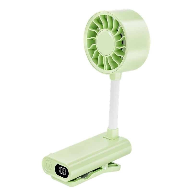 Portable Clip Fan with Soft 360° Flexible Hose Cooling Device Rechargeable Adjustable Speed Perfect for Picnics Beach Offices Peaceful Pleasures Health and Wellness Green