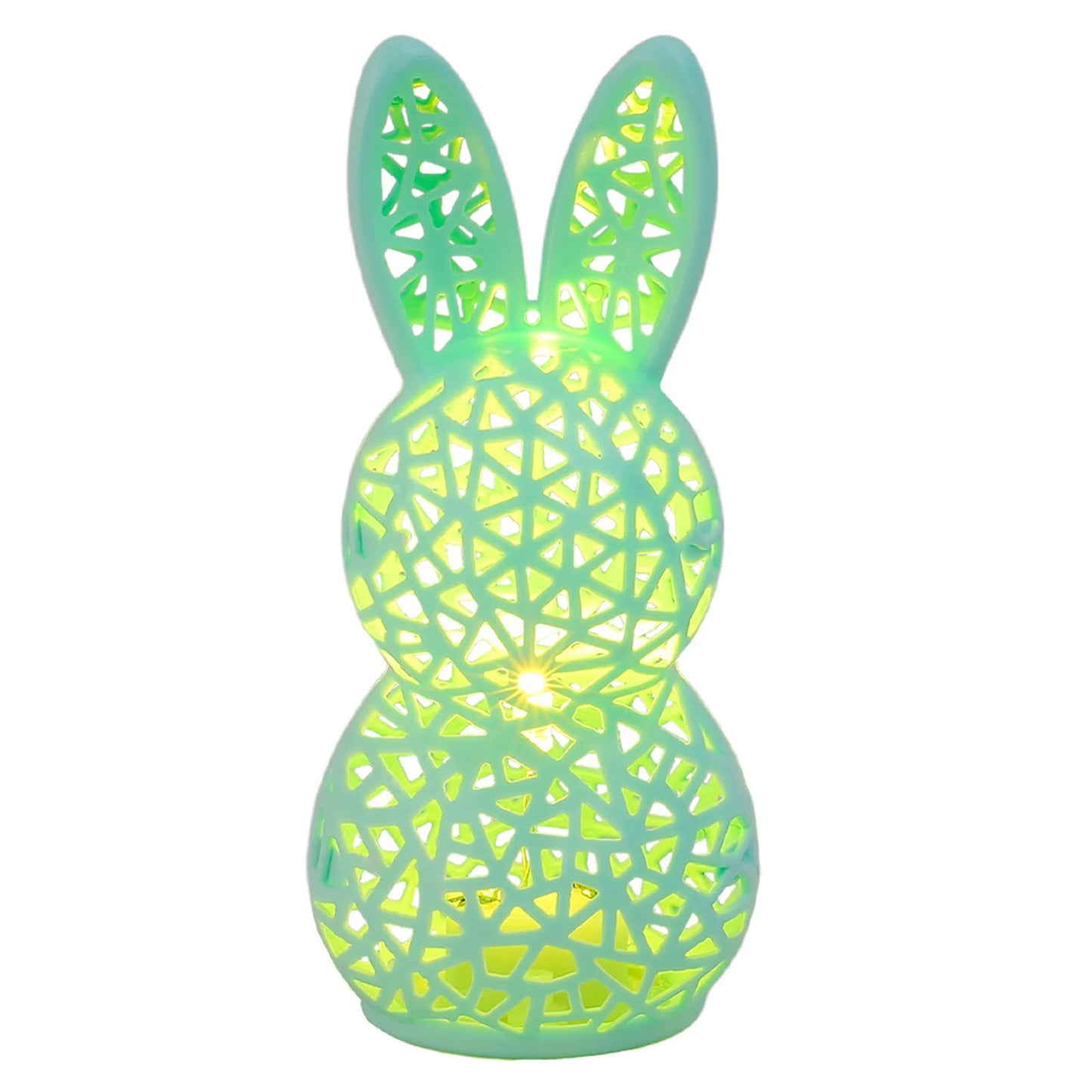 Easter Portable Animal Nightlight 3D Printed LED Lighted Hollow Out Bunny Figurine Party Favors Easter Basket Stuffers for Kids Peaceful Pleasures Health and Wellness Green