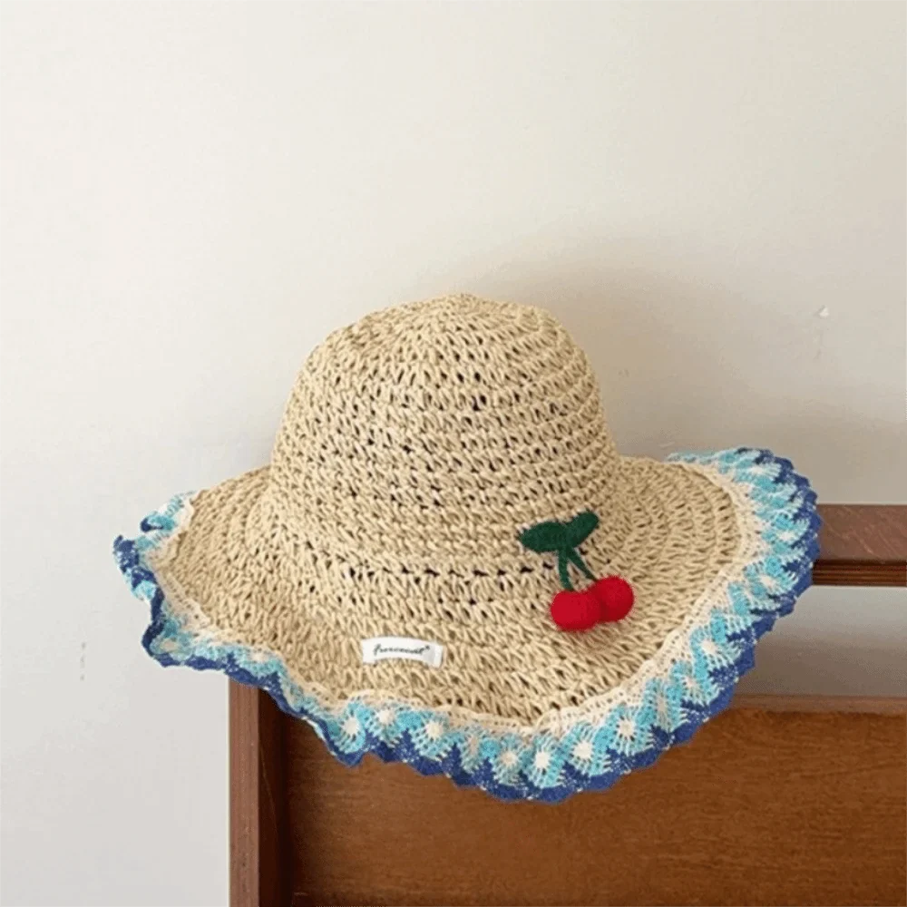Wide Brim Straw Sun Hat – Floral Tie & Hollow Weave Women's