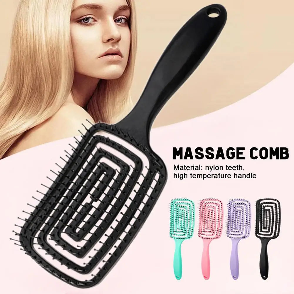 Hollow-Out Curved Detangling Brush for Easy Styling Peaceful Pleasures Health and Wellness