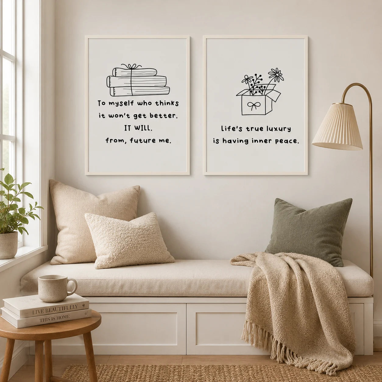 Nordic Minimalist Inspirational Quote Canvas Wall Art Print Canvas Wall Art Print Peaceful Pleasures Health and Wellness