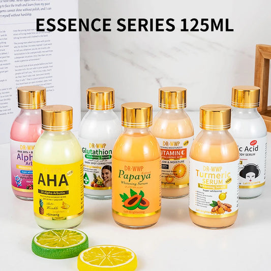 125ml Arbutin/Turmeric/Vitamin C Essence Make Skin Glow Moisturizing Firming AHA/Papaya/Glutathione/Kojic Acid Essence Liquid Peaceful Pleasures Health and Wellness