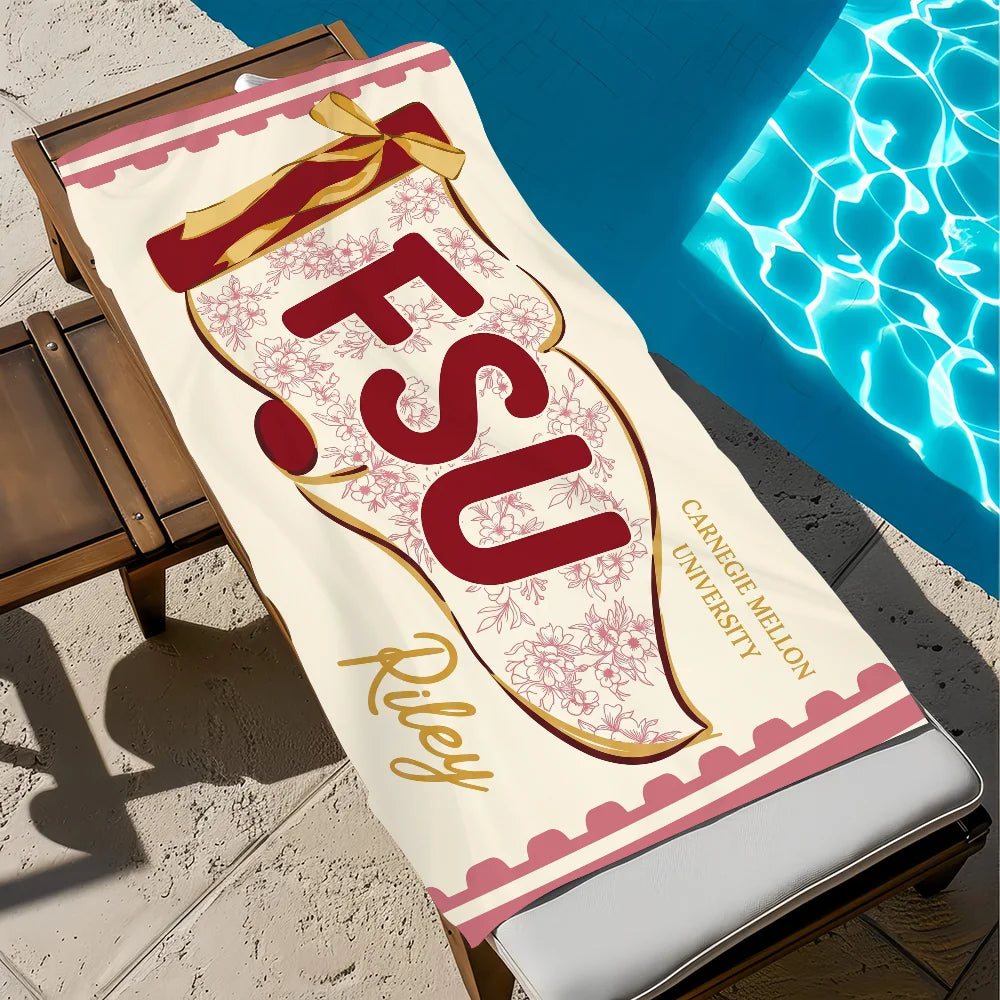 Personalized School Spirit Quick-Dry Beach Towel | 11 Sizes Quick-Dry Beach Towel Peaceful Pleasures Health and Wellness z7 STJ150x200CM