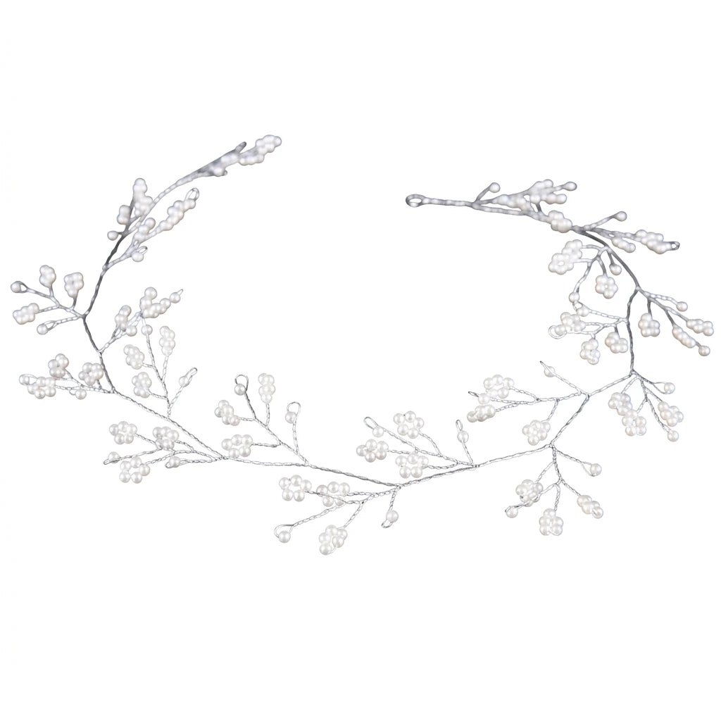 Bridal Hair Band With Hand-made Pearl Millet Flower For Wedding Dress Accessories Peaceful Pleasures Health and Wellness WHITE