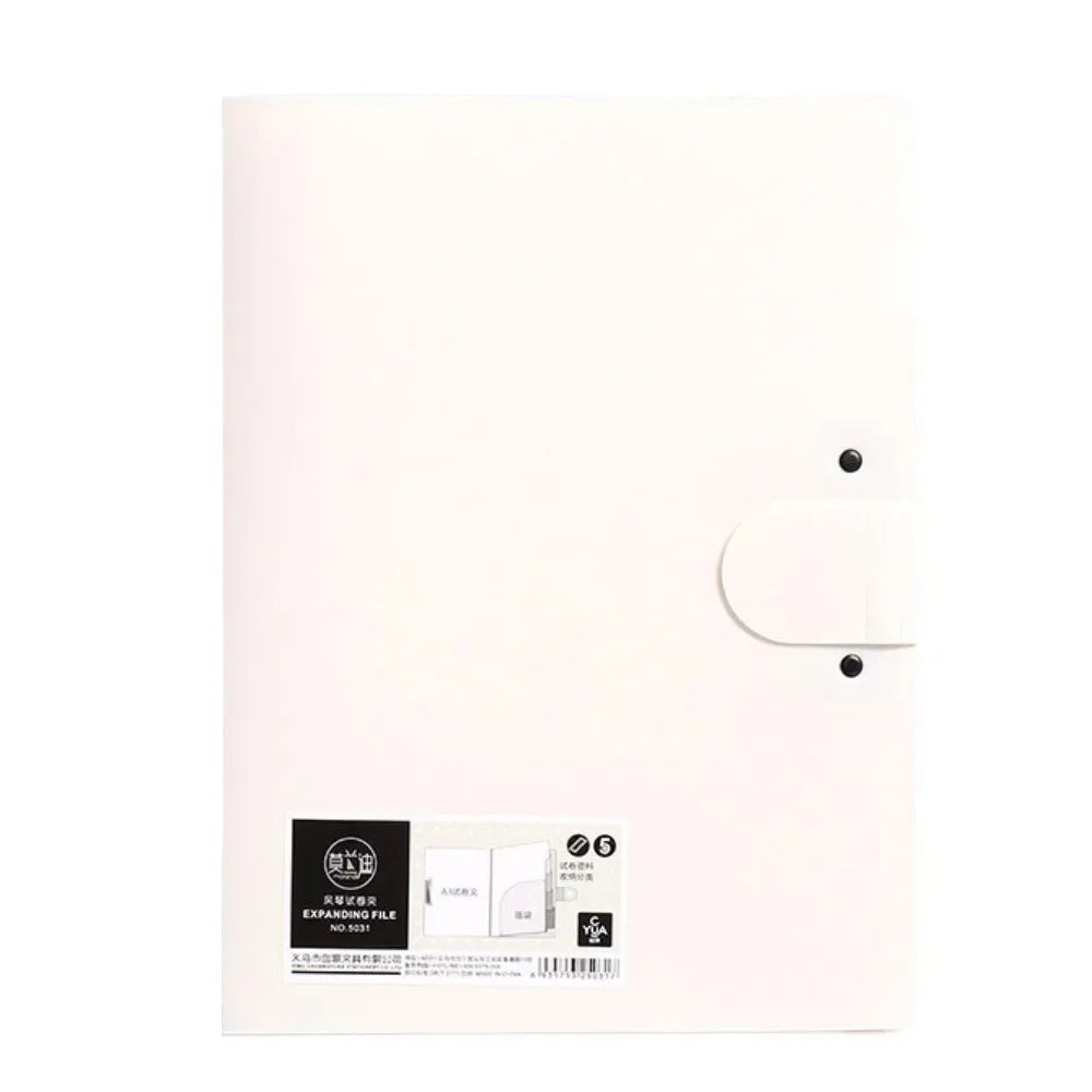 8 Pockets Expanding File Folder A4 Multi-layer File Organizer Portable Waterproof Document Storage Bag Contract Invoices Peaceful Pleasures Health and Wellness White